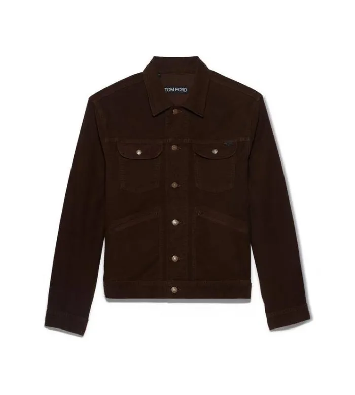 Tom Ford Outerwear MOLESKIN SLIM FIT JACKET Dark Brown 8211 Men