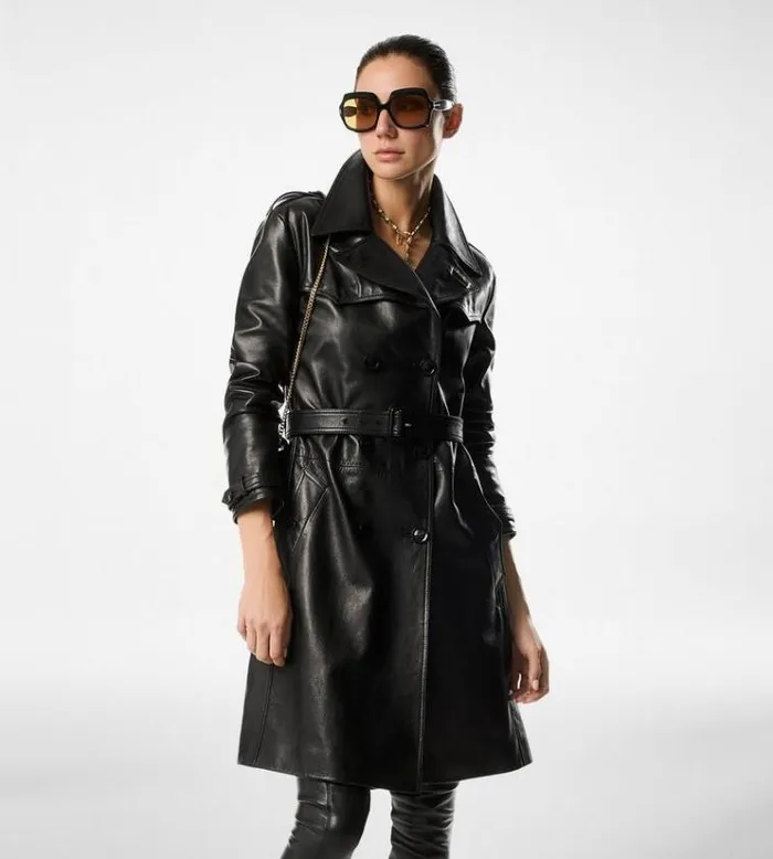 Tom Ford Outerwear SHINY GOAT PLONGE039 DOUBLE BREASTED TRENCH COAT Black 8211 Women Tom Ford Outerwear SHINY GOAT PLONGE039 DOUBLE BREASTED TRENCH COAT Black 8211 Women