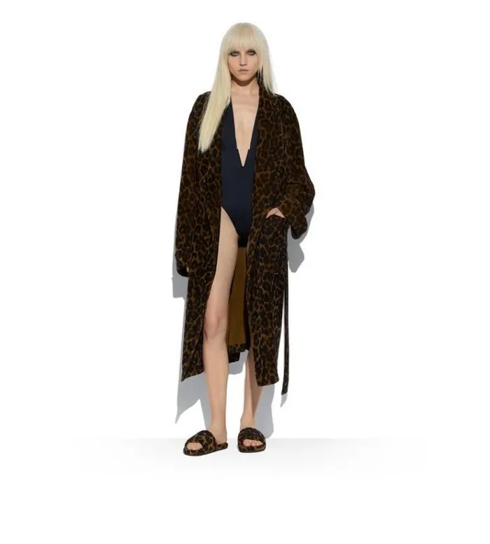 Tom Ford Pajamas and Robes LEOPARD PRINTED TOWELLING COTTON ROBE Dark Brown 8211 Women Tom Ford Pajamas and Robes LEOPARD PRINTED TOWELLING COTTON ROBE Dark Brown 8211 Women