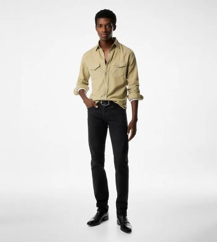 Tom Ford Shirts BABY CORD WESTERN SHIRT 8211 Men Tom Ford Shirts BABY CORD WESTERN SHIRT 8211 Men