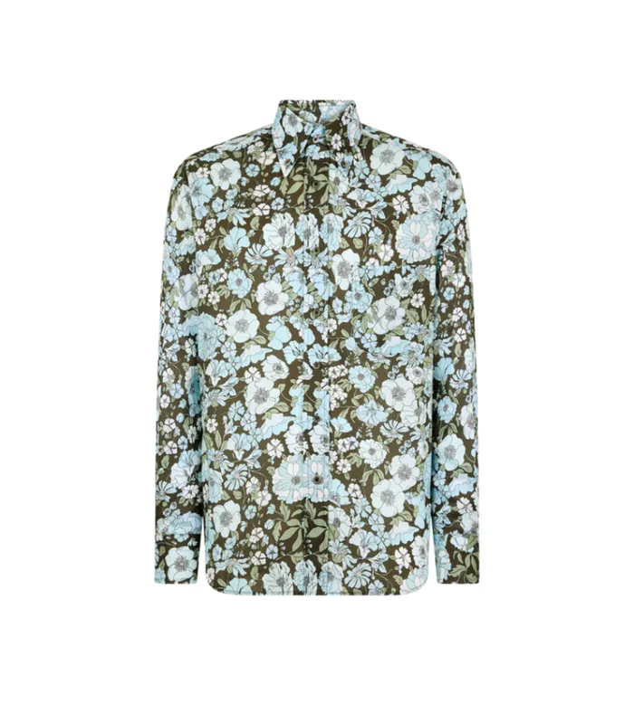 Tom Ford Shirts DELICATE FLORAL FLUID FIT SHIRT Blue Green 8211 Men