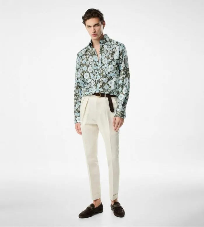 Tom Ford Shirts DELICATE FLORAL FLUID FIT SHIRT Blue Green 8211 Men Tom Ford Shirts DELICATE FLORAL FLUID FIT SHIRT Blue Green 8211 Men
