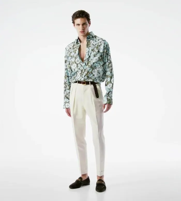 Tom Ford Shirts DELICATE FLORAL FLUID FIT SHIRT Blue Green 8211 Men Tom Ford Shirts DELICATE FLORAL FLUID FIT SHIRT Blue Green 8211 Men