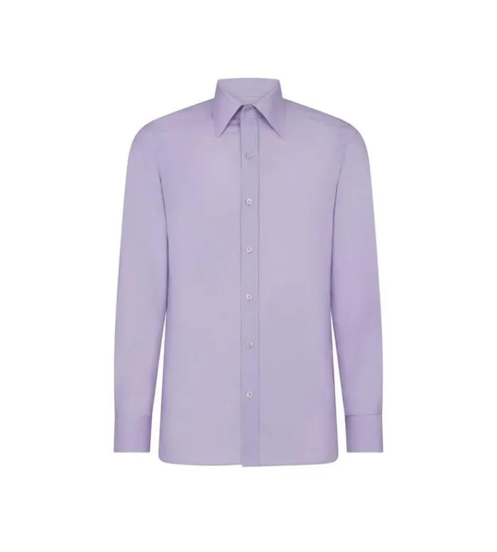 Tom Ford Shirts MICRO GINGHAM SLIM FIT SHIRT Lilac 8211 Men
