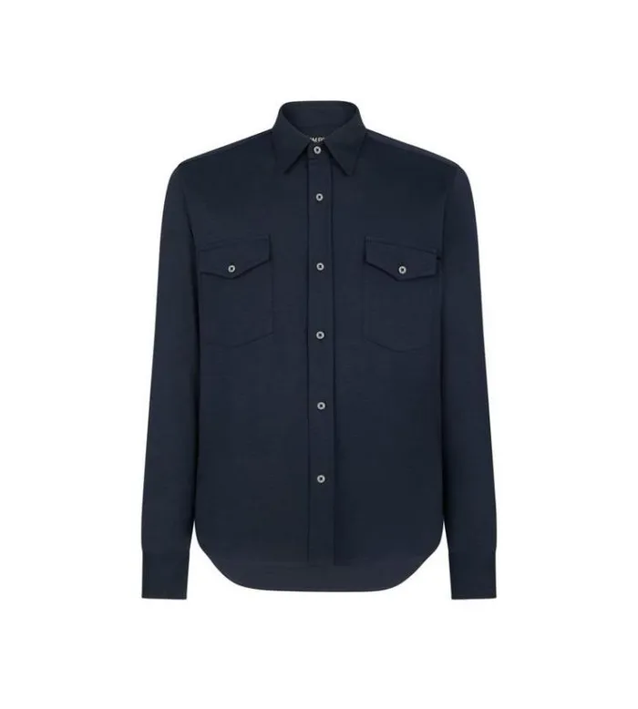 Tom Ford Shirts SILK COTTON BLEND SHIRT Navy 8211 Men
