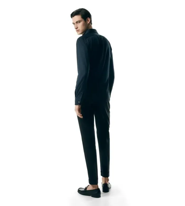 Tom Ford Shirts SILK COTTON BLEND SHIRT Navy 8211 Men Tom Ford Shirts SILK COTTON BLEND SHIRT Navy 8211 Men