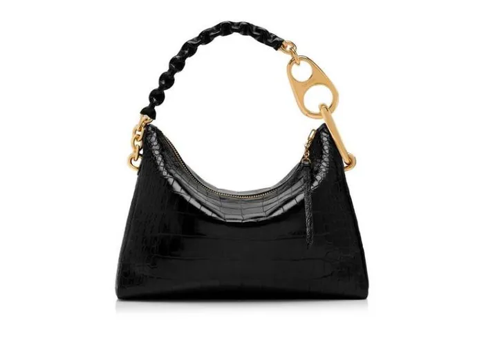 Tom Ford Shoulder Bags SHINY STAMPED CROCODILE LEATHER CARINE LARGE HOBO Black 8211 Women