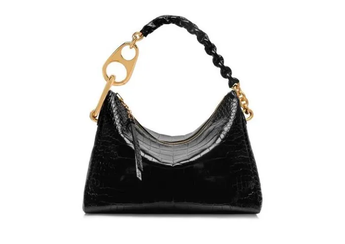 Tom Ford Shoulder Bags SHINY STAMPED CROCODILE LEATHER CARINE LARGE HOBO Black 8211 Women Tom Ford Shoulder Bags SHINY STAMPED CROCODILE LEATHER CARINE LARGE HOBO Black 8211 Women