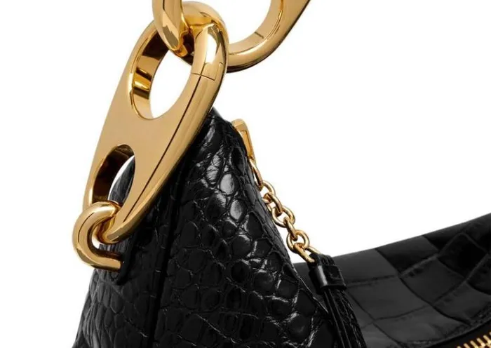 Tom Ford Shoulder Bags SHINY STAMPED CROCODILE LEATHER CARINE LARGE HOBO Black 8211 Women Tom Ford Shoulder Bags SHINY STAMPED CROCODILE LEATHER CARINE LARGE HOBO Black 8211 Women