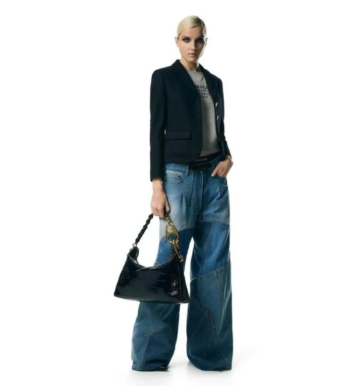 Tom Ford Shoulder Bags SHINY STAMPED CROCODILE LEATHER CARINE LARGE HOBO Black 8211 Women Tom Ford Shoulder Bags SHINY STAMPED CROCODILE LEATHER CARINE LARGE HOBO Black 8211 Women