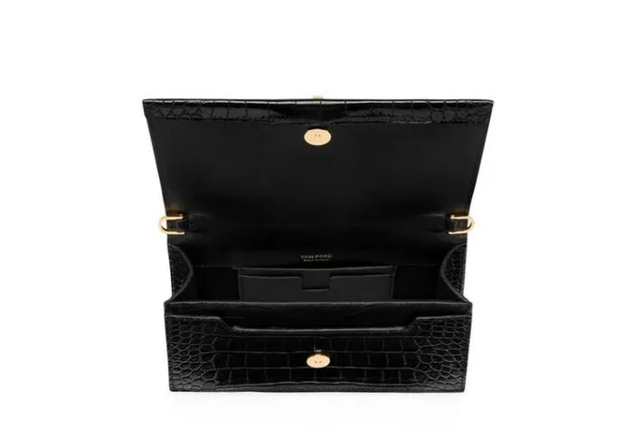 Tom Ford Shoulder Bags STAMPED CROC LEATHER JENNIFER MINI BAG ON CHAIN Black 8211 Women Tom Ford Shoulder Bags STAMPED CROC LEATHER JENNIFER MINI BAG ON CHAIN Black 8211 Women