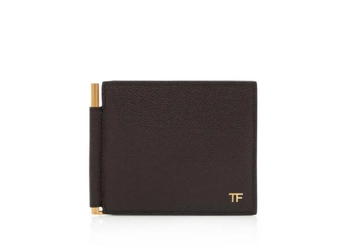 Tom Ford Small Leather Goods SMALL GRAIN LEATHER MONEY CLIP WALLET Brown 8211 Men