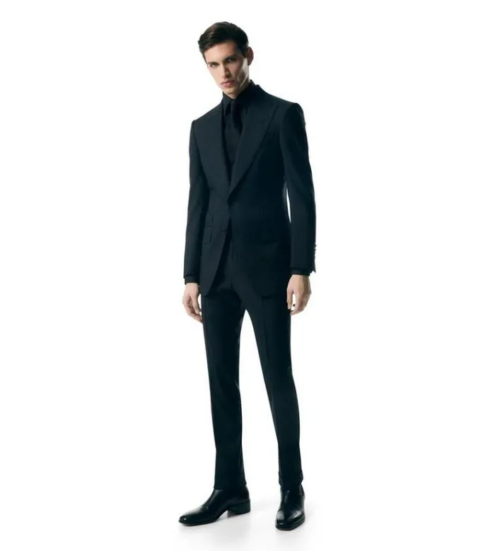 Tom Ford Suits PINSTRIPE STRETCH PANAMA ATTICUS SUIT Black 8211 Men Tom Ford Suits PINSTRIPE STRETCH PANAMA ATTICUS SUIT Black 8211 Men
