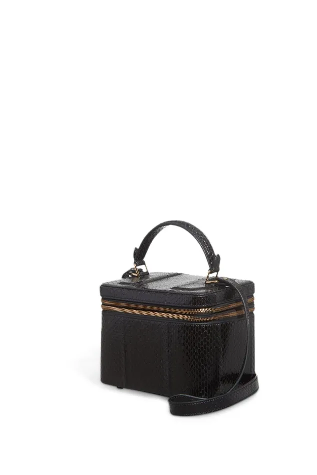 Top Handles Women Gabriela Hearst Cartuchera Makeup Bag In Black Snakeskin