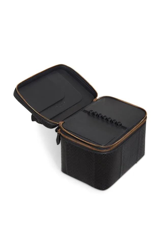 Top Handles Women Gabriela Hearst Cartuchera Makeup Bag In Black Snakeskin