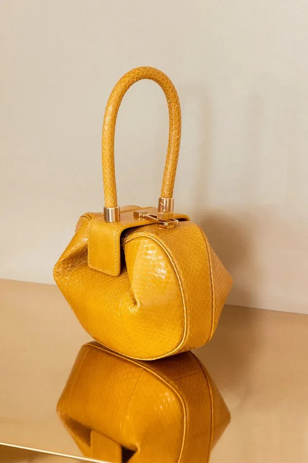 Top Handles Women Gabriela Hearst Demi Bag In Saffron Snakeskin