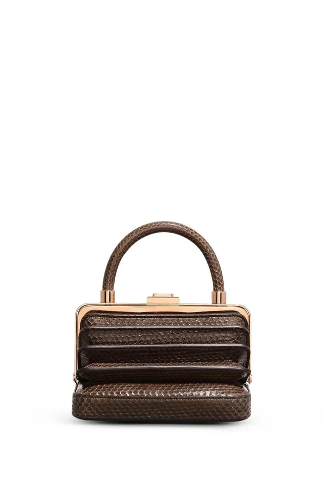 Top Handles Women Gabriela Hearst Diana Bag In Charcoal Snakeskin