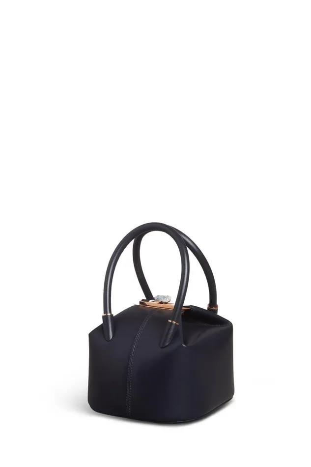 Top Handles Women Gabriela Hearst Mini Baez Bag In Navy Nappa Leather