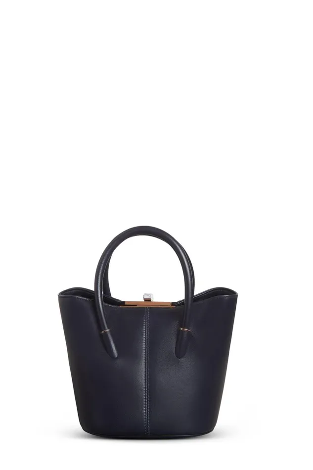 Top Handles Women Gabriela Hearst Mini Baez Bag In Navy Nappa Leather