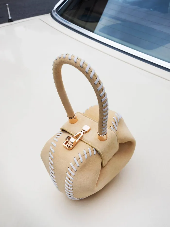 Top Handles Women Gabriela Hearst Whipstitch Demi Bag In Nude Suede