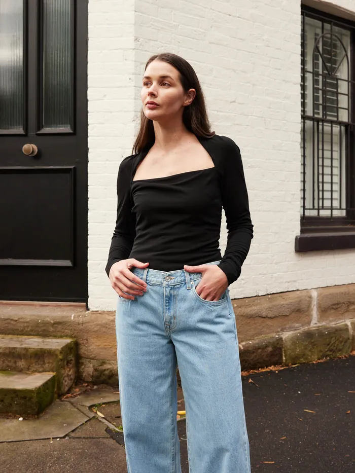Tops Esse Studios 8211 Odessa Square Top in Black 8211 The UNDONE Women