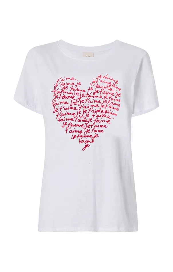 Tops Je T039aime Heart Tee WhiteRed 8211 Cinq Sept Women