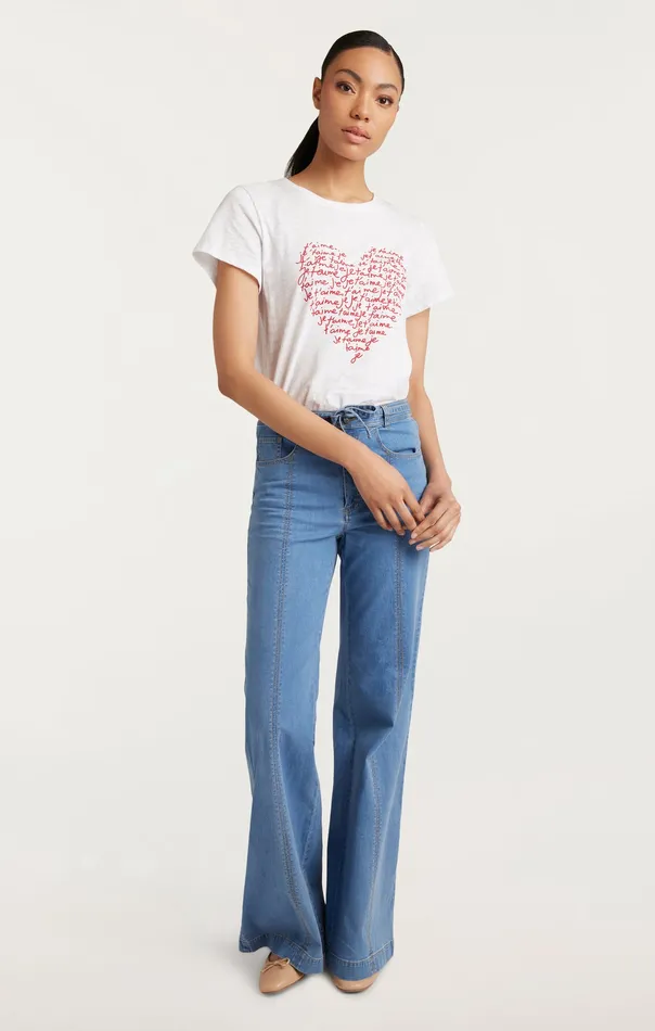 Tops Je T039aime Heart Tee WhiteRed 8211 Cinq Sept Women