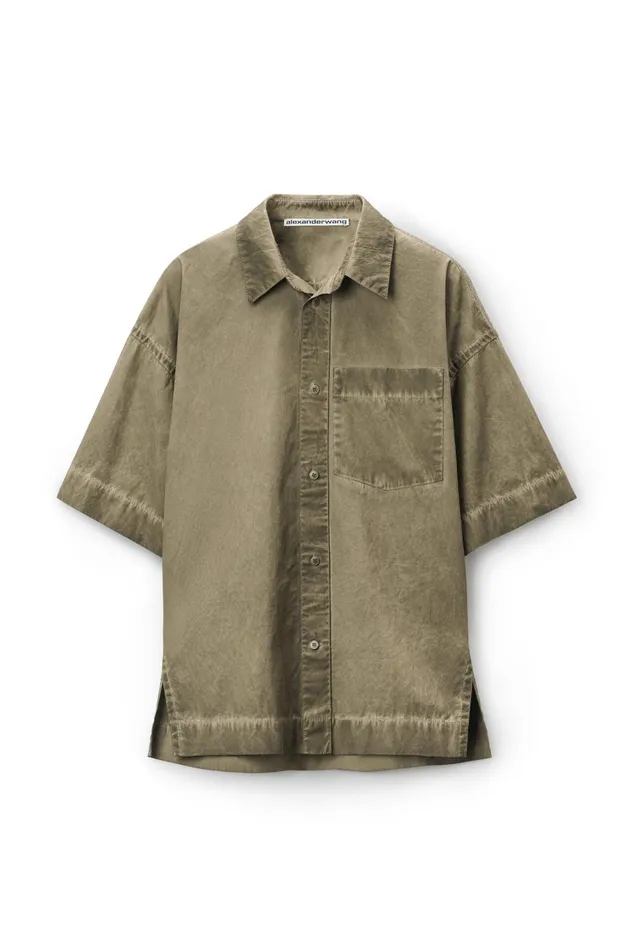 Tops Men Alexander Wang Oversized Short Sleeve Button Up Shirt In Cotton
