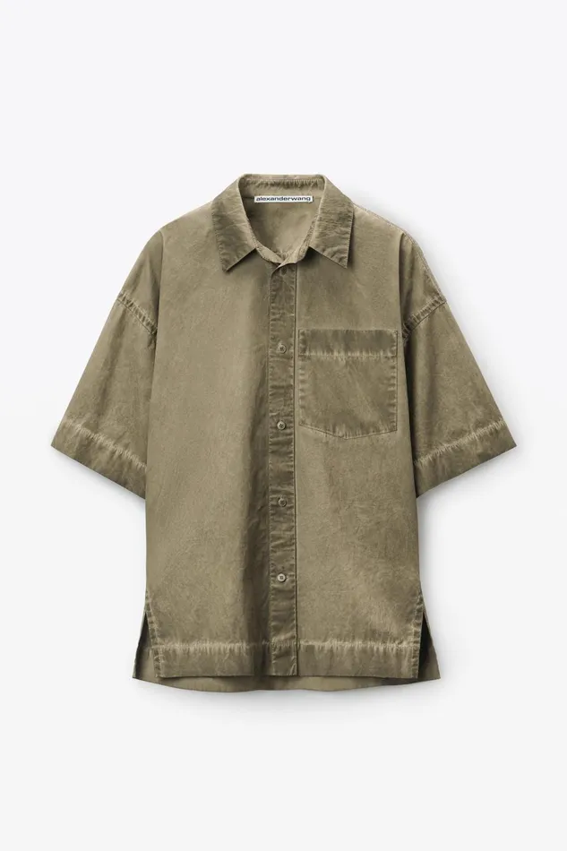 Tops Men Alexander Wang Oversized Short Sleeve Button Up Shirt In Cotton