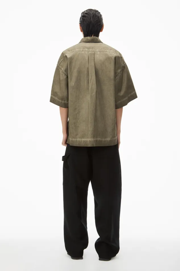 Tops Men Alexander Wang Oversized Short Sleeve Button Up Shirt In Cotton