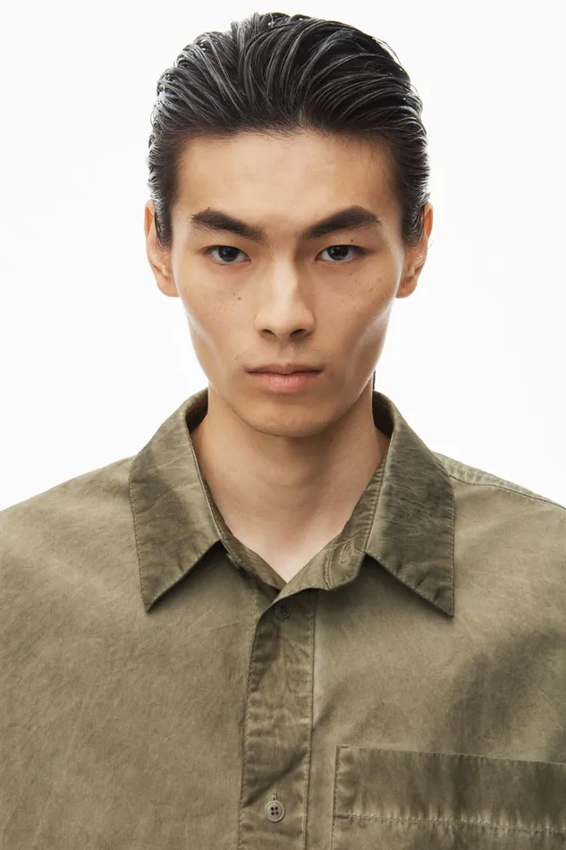 Tops Men Alexander Wang Oversized Short Sleeve Button Up Shirt In Cotton