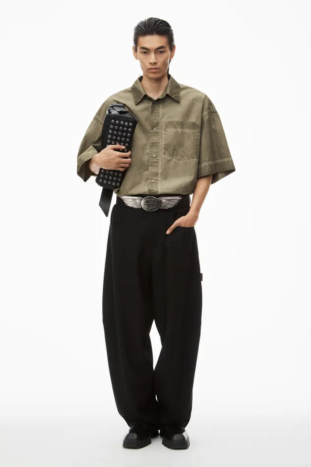 Tops Men Alexander Wang Oversized Short Sleeve Button Up Shirt In Cotton