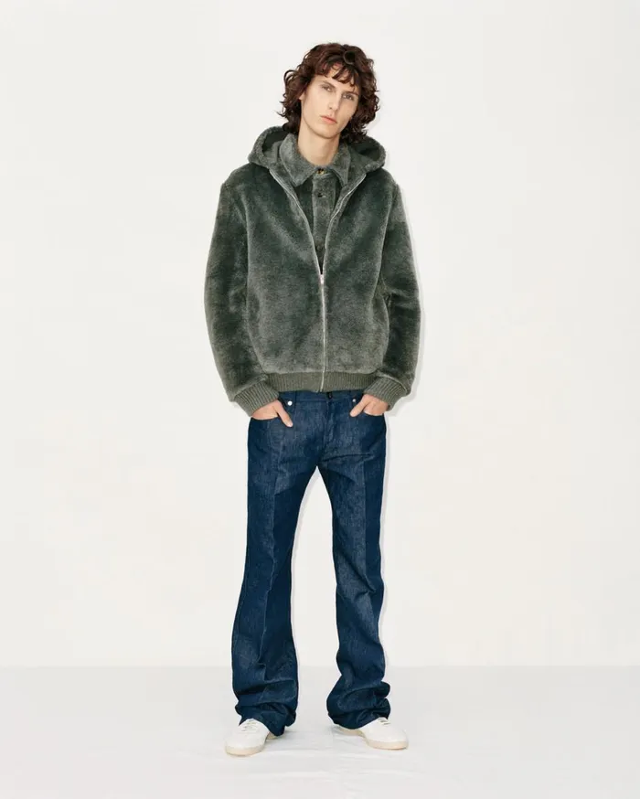 Tops Men Gabriela Hearst Drew Overshirt In Dark Grey Virgin Wool Silk Cashmere Fur