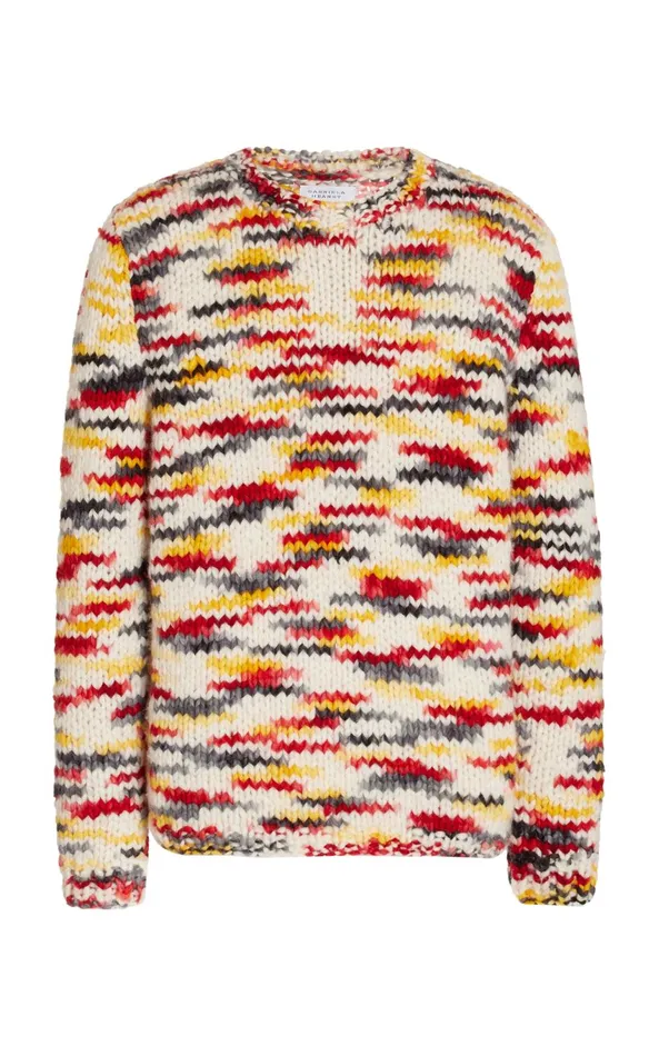 Tops Men Gabriela Hearst Lawrence Knit Sweater In Space Dye Fire Multi Welfat Cashmere