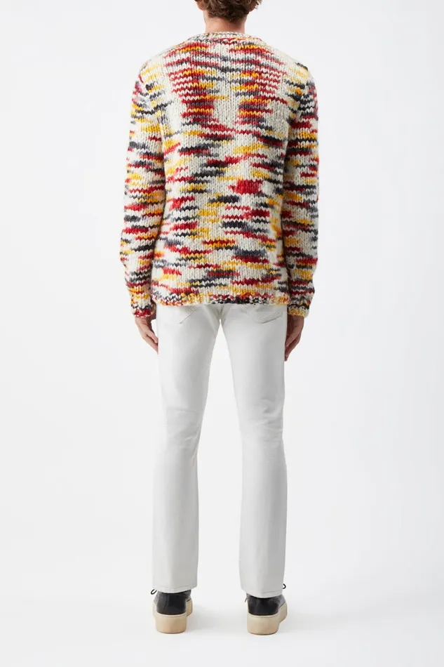Tops Men Gabriela Hearst Lawrence Knit Sweater In Space Dye Fire Multi Welfat Cashmere Tops Men Gabriela Hearst Lawrence Knit Sweater In Space Dye Fire Multi Welfat Cashmere