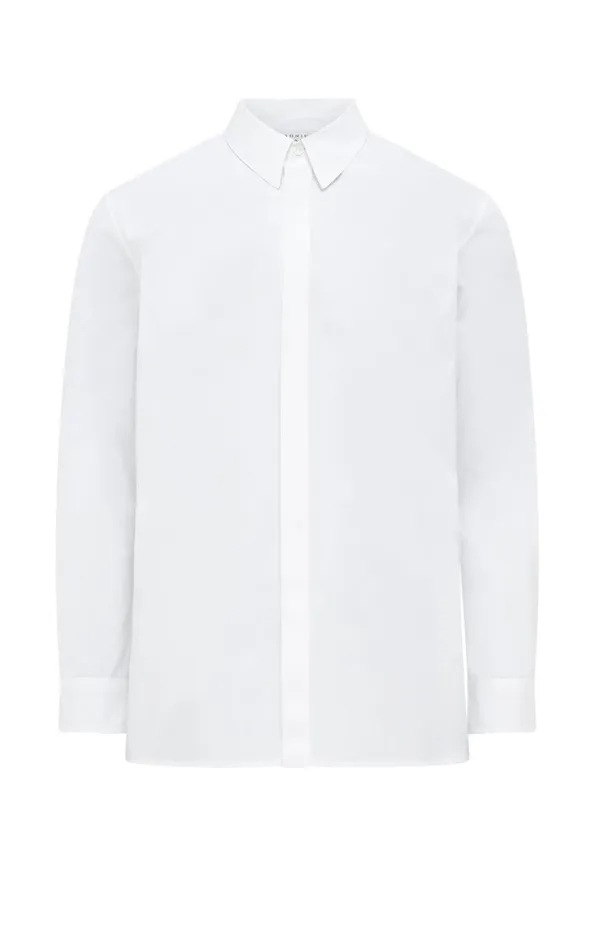 Tops Men Gabriela Hearst Nicolas Shirt In White Sea Island Cotton Poplin