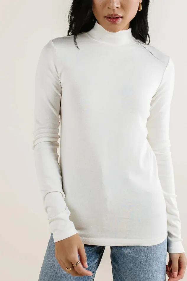 Tops Women Bohme Alani Mock Neck Top In Ivory Ivory