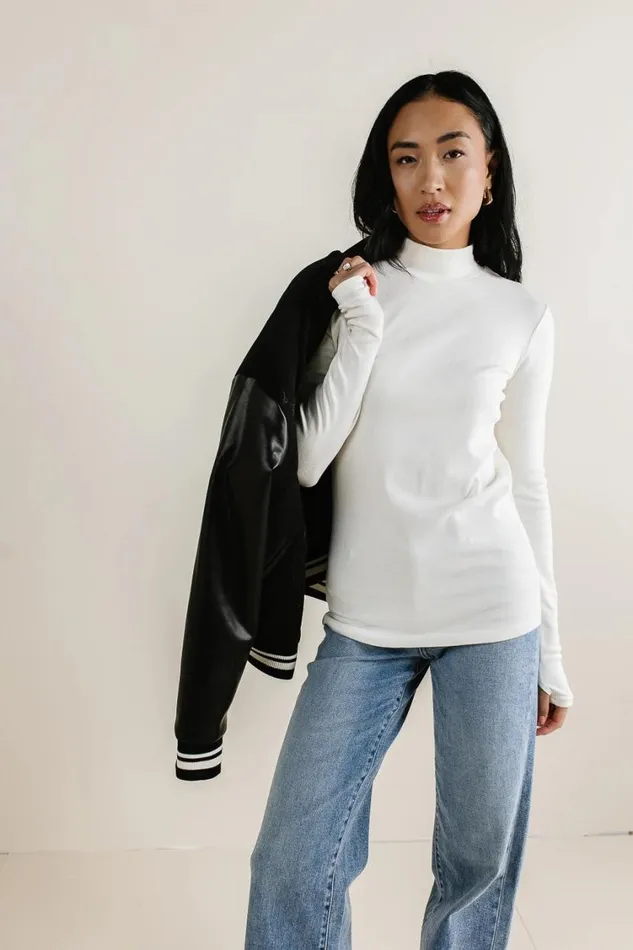 Tops Women Bohme Alani Mock Neck Top In Ivory Ivory