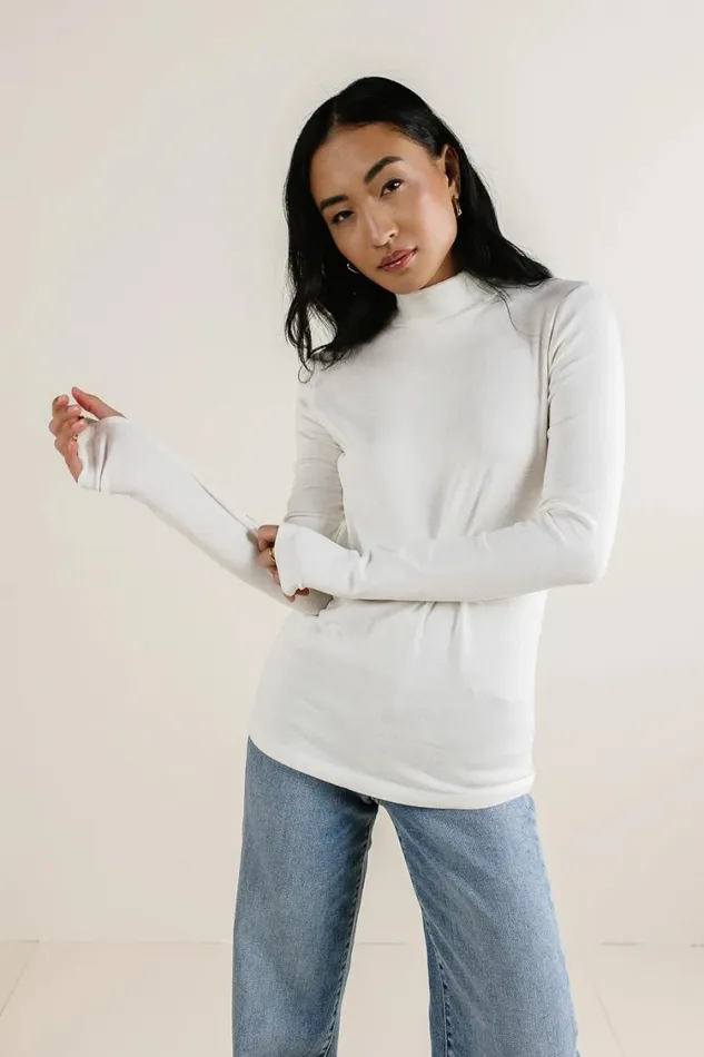 Tops Women Bohme Alani Mock Neck Top In Ivory Ivory
