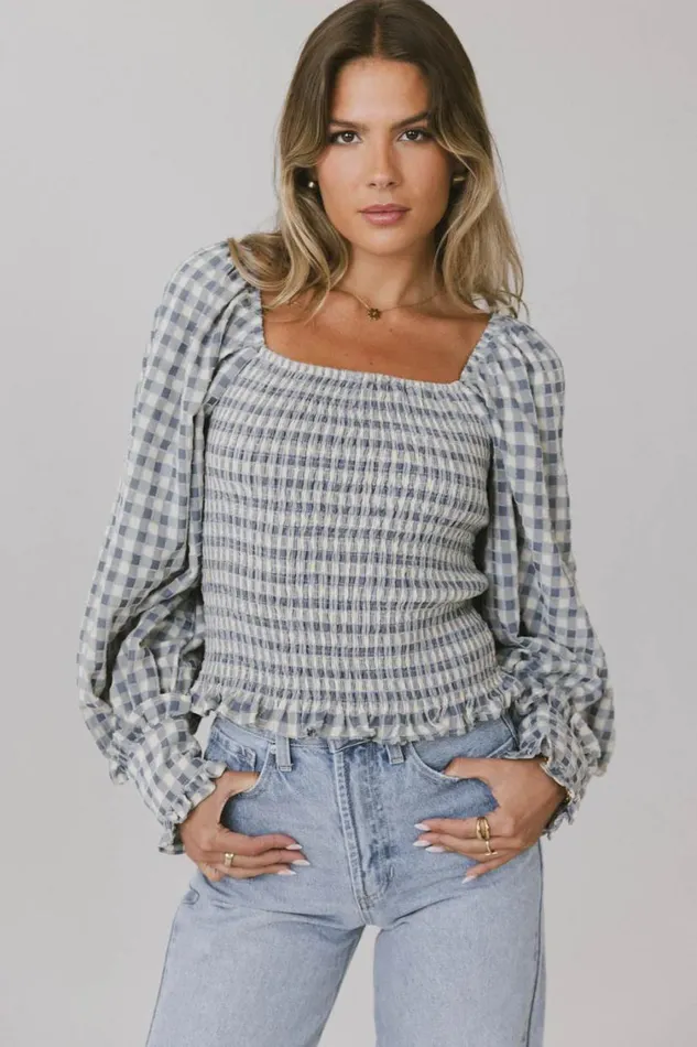 Tops Women Bohme Brinklee Smocked Blouse In Blue Blue
