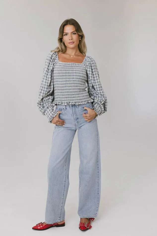 Tops Women Bohme Brinklee Smocked Blouse In Blue Blue