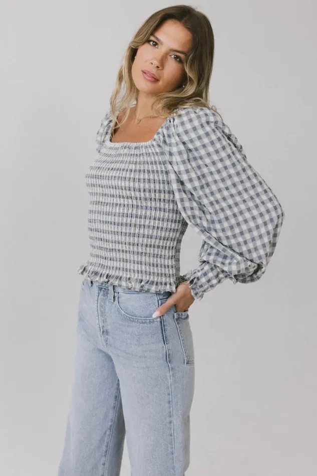 Tops Women Bohme Brinklee Smocked Blouse In Blue Blue