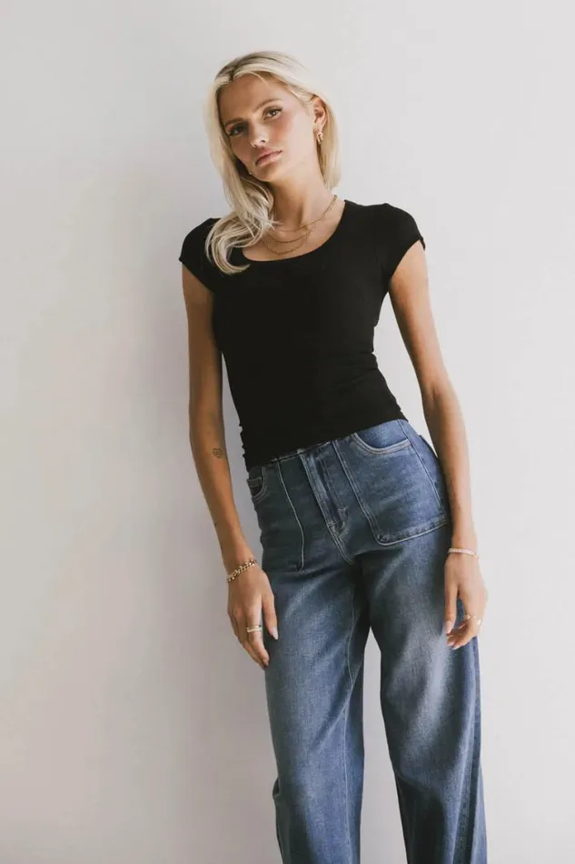Tops Women Bohme Freya Ribbed Top In Black Black