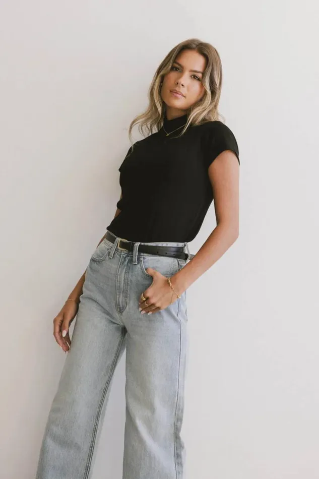 Tops Women Bohme Marley Mock Neck Tee In Black Black