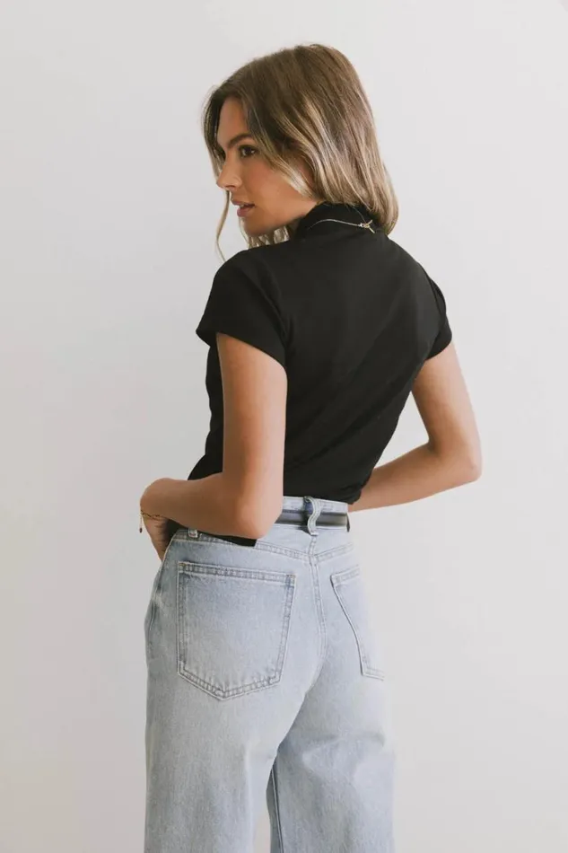 Tops Women Bohme Marley Mock Neck Tee In Black Black