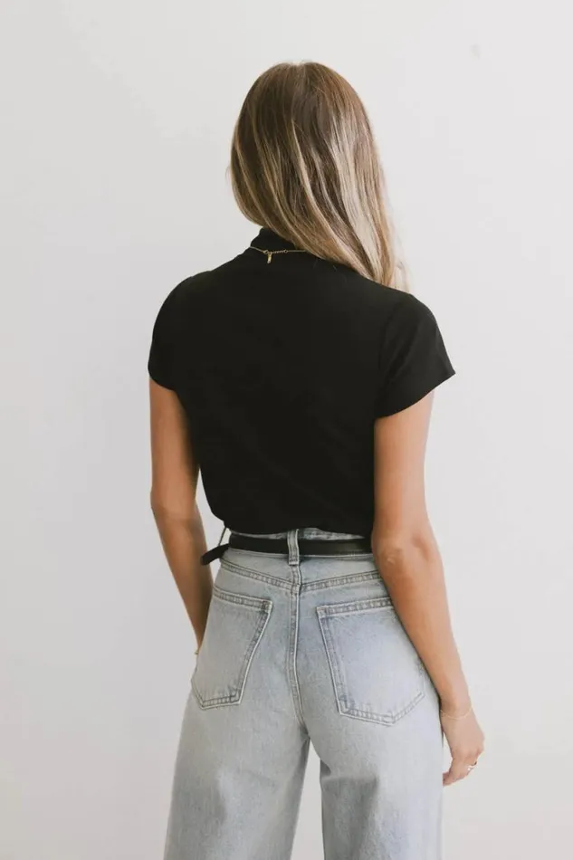 Tops Women Bohme Marley Mock Neck Tee In Black Black