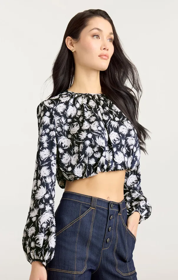 Tops Women Cinq Sept Graphic Floral Kamala Top NavyIvory