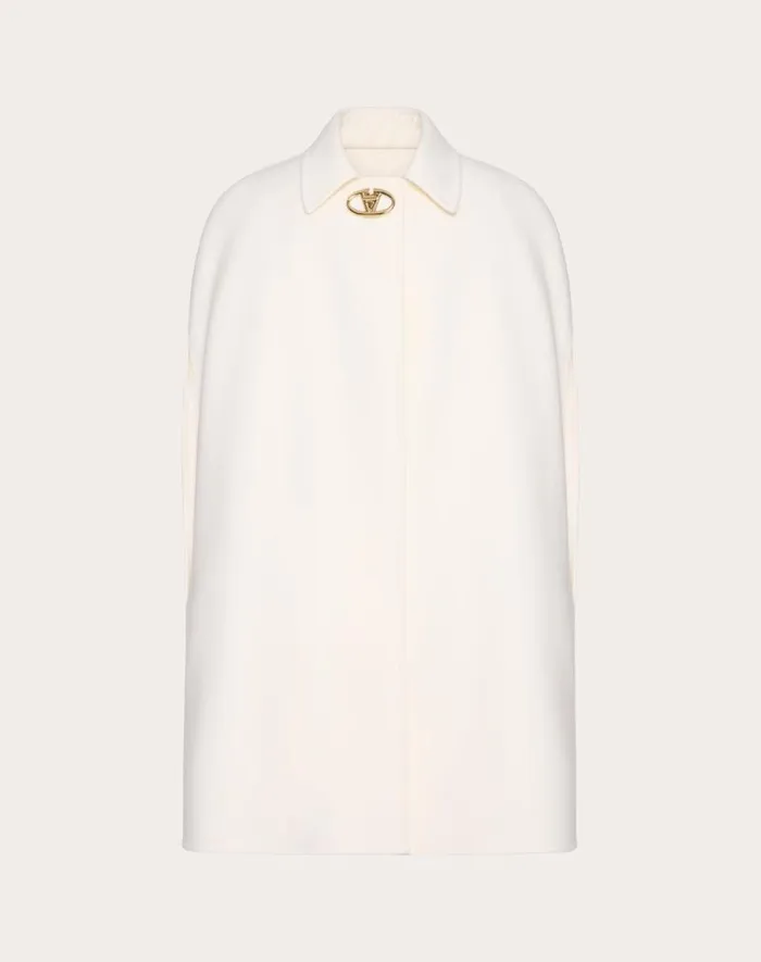 Valentino Coats And Outerwear Woman Compact Drap Cape For Woman In Ivory Ivory