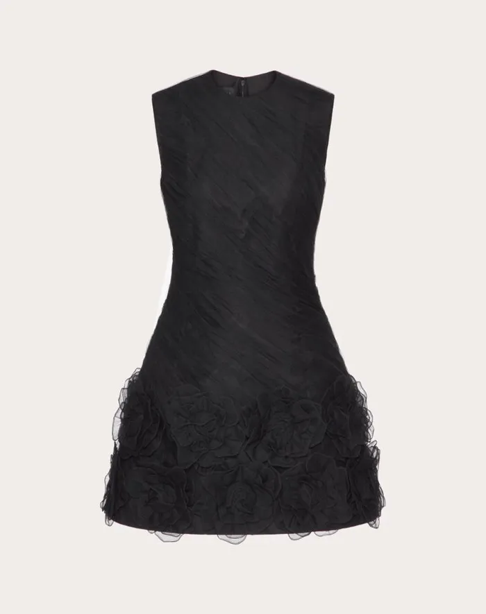Valentino Dresses Woman Tulle Illusione Embroidered Short Dress For Woman In Red Red