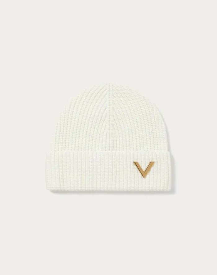Valentino Hats And Gloves Woman Valentino Cashmere Beanie For Woman In Black Black Valentino Hats And Gloves Woman Valentino Cashmere Beanie For Woman In Black Black